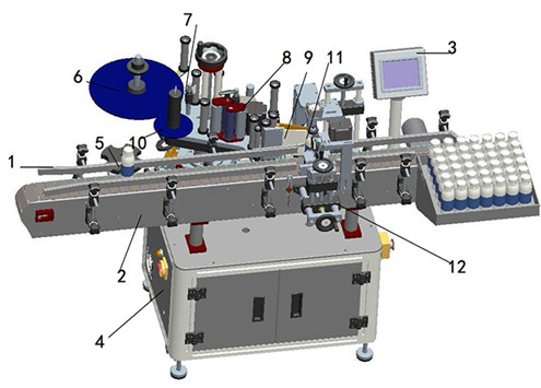 સ્ક્વેર બોટલો ચાર બાજુ લેબલિંગ મશીન આપમેળે icalભી લેબલર મશીનરી