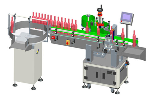 વર્ટિકલ રેડ વાઇન લેબલિંગ મશીનો, રાઉન્ડ ટર્નટેબલ બોટલ ફીડિંગ સિસ્ટમ પારદર્શક લેબલ્સ લેબલર મશીનરી આપમેળે